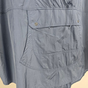 XCVI Blue Hooded Nylon Poncho Pullover Top - Size M/L