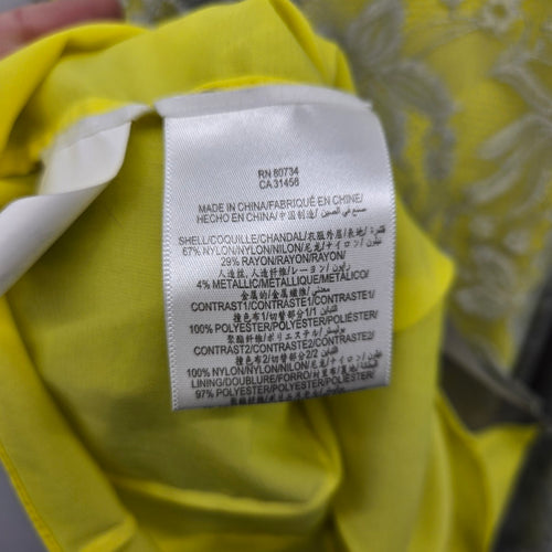BCBGMAXAZRIA Yellow & Gray Metallic Lace Fit & Flare Dress - Size 0