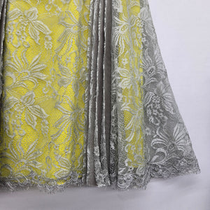 BCBGMAXAZRIA Yellow & Gray Metallic Lace Fit & Flare Dress - Size 0