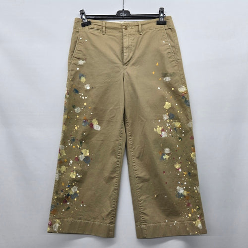 Polo Ralph Lauren Khaki Paint Splatter Wide Leg Cropped Pants - Size 10