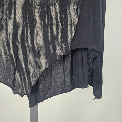 Black & Gray Asymmetrical Patchwork Midi Skirt - Size M
