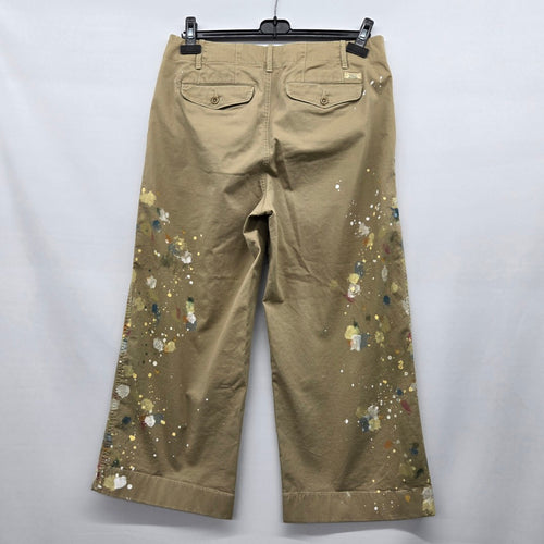 Polo Ralph Lauren Khaki Paint Splatter Wide Leg Cropped Pants - Size 10