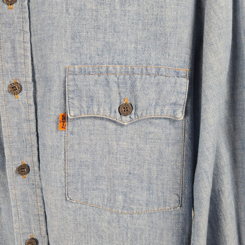 Vintage 1980s Levi's Orange Tab Chambray Shirt - Made in Canada - Size Medium