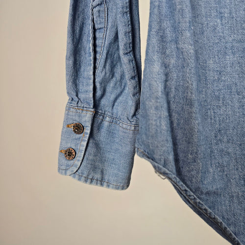 Vintage 1980s Levi's Orange Tab Chambray Shirt - Made in Canada - Size Medium