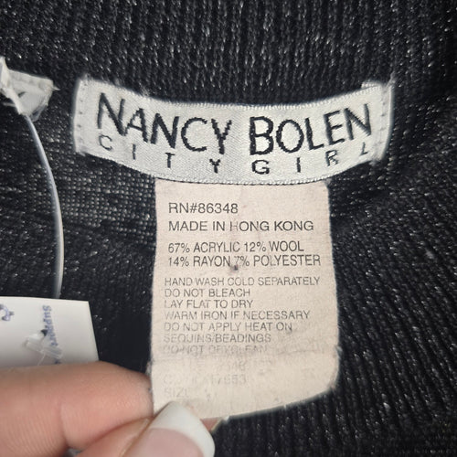 Nancy Bolen City Girl Black Leopard Knit Sweater – Size M