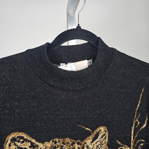Nancy Bolen City Girl Black Leopard Knit Sweater – Size M