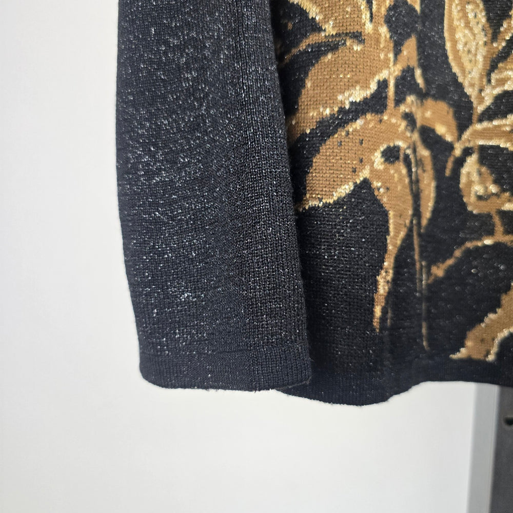 Nancy Bolen City Girl Black Leopard Knit Sweater – Size M