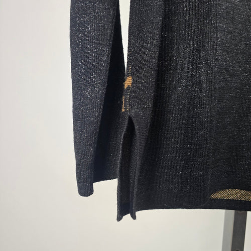 Nancy Bolen City Girl Black Leopard Knit Sweater – Size M