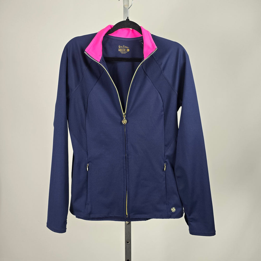 Lilly Pulitzer Luxletic Navy & Pink Full-Zip Athletic Jacket – Size L