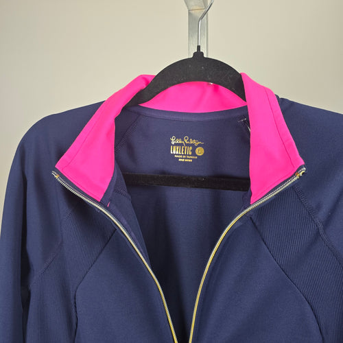 Lilly Pulitzer Luxletic Navy & Pink Full-Zip Athletic Jacket – Size L