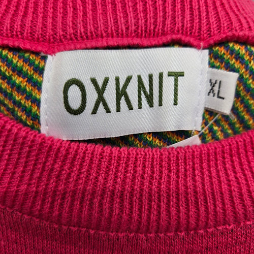 OXKNIT Pink Multicolor Floral Ruffle Sleeve Sweater - Size XL