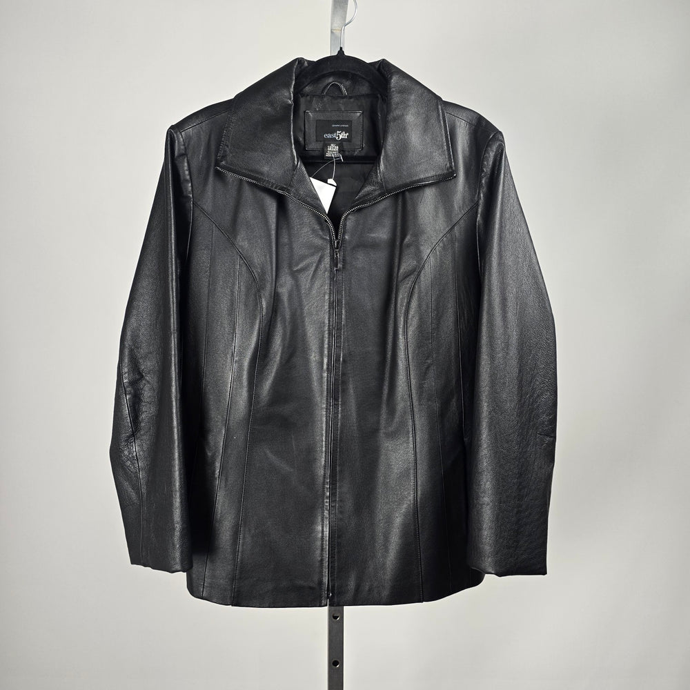 East 5th Women’s Black Genuine Leather Zip Front Jacket – Size 1X