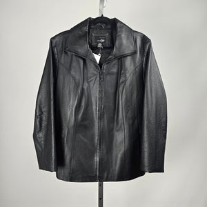 East 5th Women’s Black Genuine Leather Zip Front Jacket – Size 1X