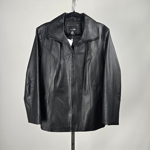 East 5th Women’s Black Genuine Leather Zip Front Jacket – Size 1X