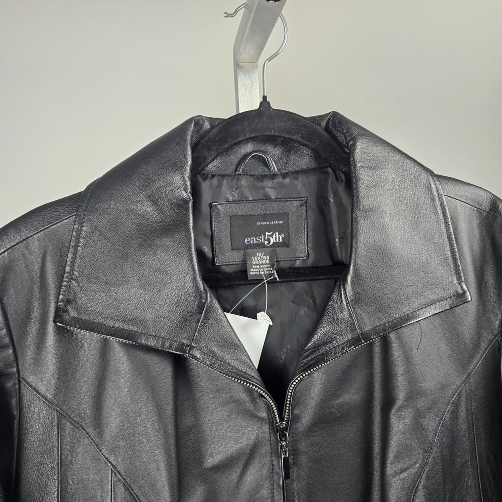 East 5th Women’s Black Genuine Leather Zip Front Jacket – Size 1X