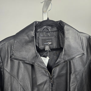 East 5th Women’s Black Genuine Leather Zip Front Jacket – Size 1X