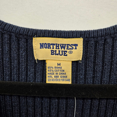 Vintage Northwest Navy Blue Geometric Knit Sweater Vest - Size M