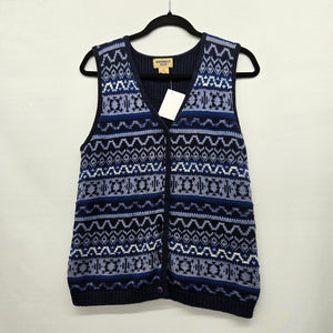 Vintage Northwest Navy Blue Geometric Knit Sweater Vest - Size M