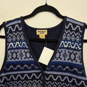 Vintage Northwest Navy Blue Geometric Knit Sweater Vest - Size M