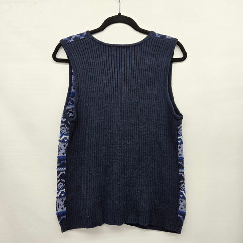 Vintage Northwest Navy Blue Geometric Knit Sweater Vest - Size M
