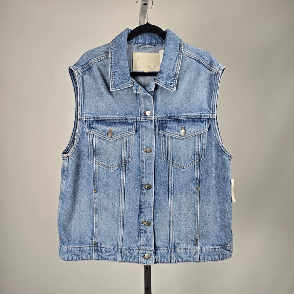 Pilcro Anthropologie Women’s Light Wash Denim Vest Sleeveless Jean Jacket -Size XL