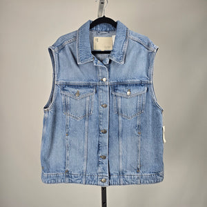 Pilcro Anthropologie Women’s Light Wash Denim Vest Sleeveless Jean Jacket -Size XL