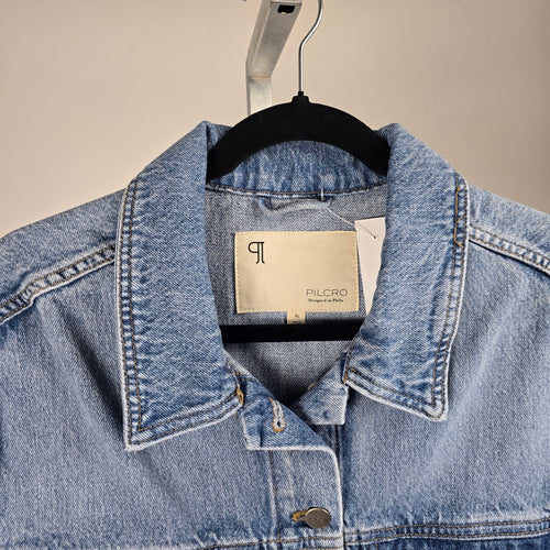 Pilcro Anthropologie Women’s Light Wash Denim Vest Sleeveless Jean Jacket -Size XL