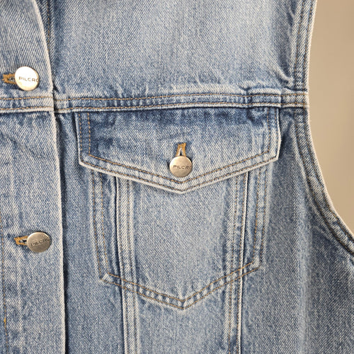 Pilcro Anthropologie Women’s Light Wash Denim Vest Sleeveless Jean Jacket -Size XL