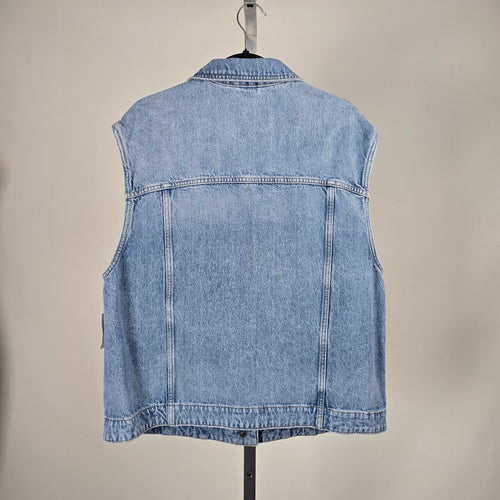 Pilcro Anthropologie Women’s Light Wash Denim Vest Sleeveless Jean Jacket -Size XL