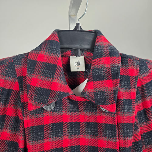 Cabi Women’s Red Black Buffalo Plaid Double Breasted Jacket - Size XS