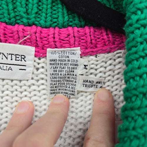 Vintage Rob Paynter Australia Balloon Cream Green Knit Cardigan - Size M