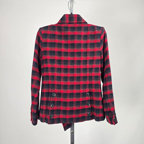 Cabi Women’s Red Black Buffalo Plaid Double Breasted Jacket - Size XS