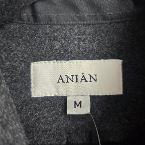 ANIÁN Charcoal Recycled Wool Button-Up Shirt Jacket - Size M