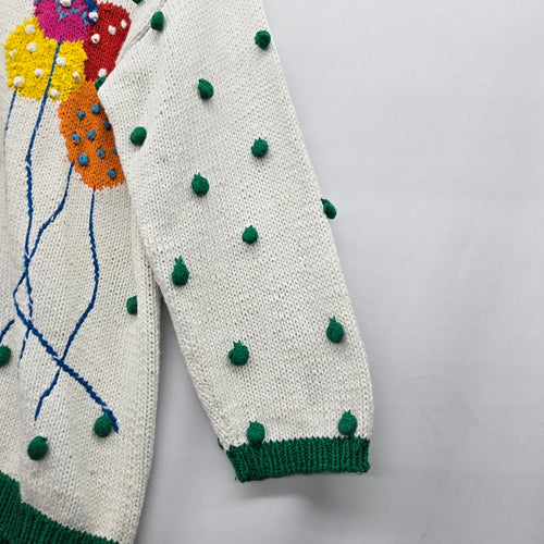 Vintage Rob Paynter Australia Balloon Cream Green Knit Cardigan - Size M