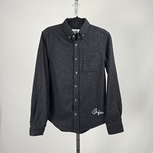 ANIÁN Charcoal Recycled Wool Button-Up Shirt Jacket - Size M