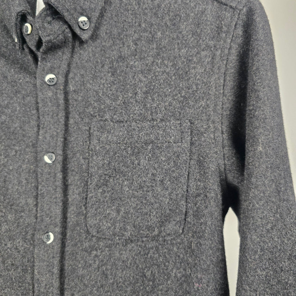 ANIÁN Charcoal Recycled Wool Button-Up Shirt Jacket - Size M