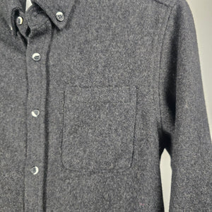 ANIÁN Charcoal Recycled Wool Button-Up Shirt Jacket - Size M
