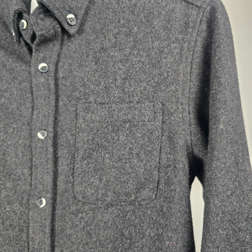 ANIÁN Charcoal Recycled Wool Button-Up Shirt Jacket - Size M