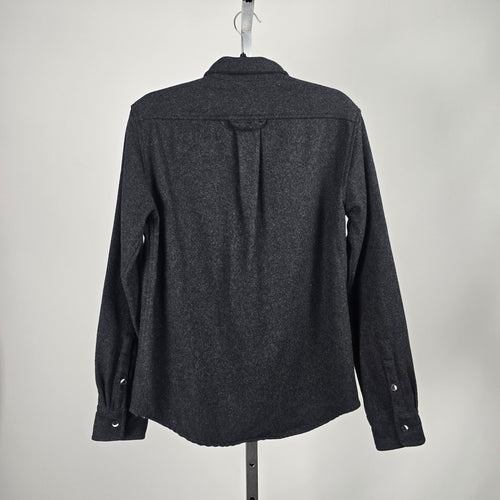 ANIÁN Charcoal Recycled Wool Button-Up Shirt Jacket - Size M