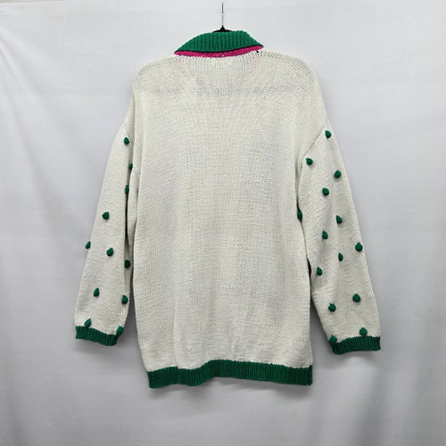 Vintage Rob Paynter Australia Balloon Cream Green Knit Cardigan - Size M