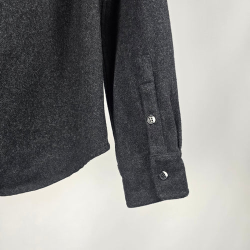 ANIÁN Charcoal Recycled Wool Button-Up Shirt Jacket - Size M