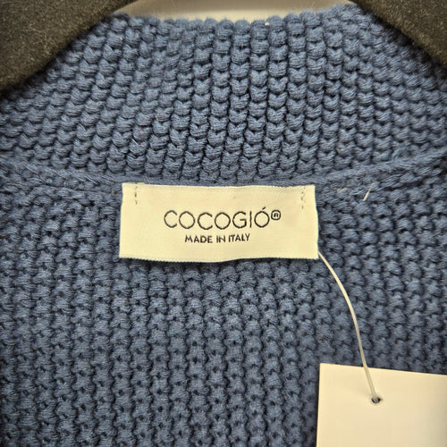 Cocogio Navy Blue Knit Blazer Cardigan Cotton Blend - Size S