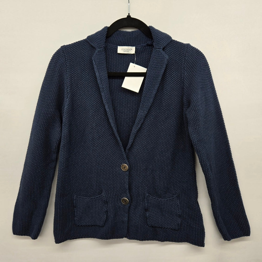 Cocogio Navy Blue Knit Blazer Cardigan Cotton Blend - Size S