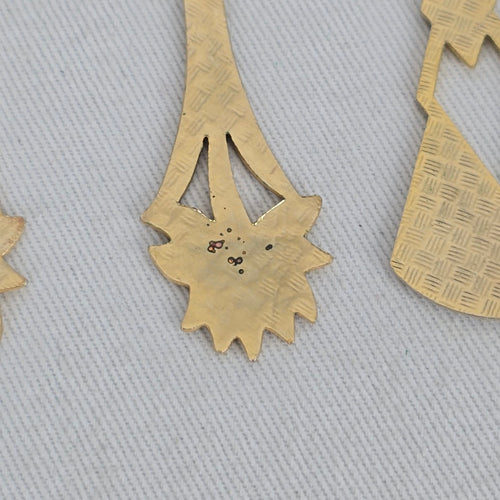 Vintage Cloisonné Gold Tone Enamel Floral Dangle Earrings - 2 Pairs