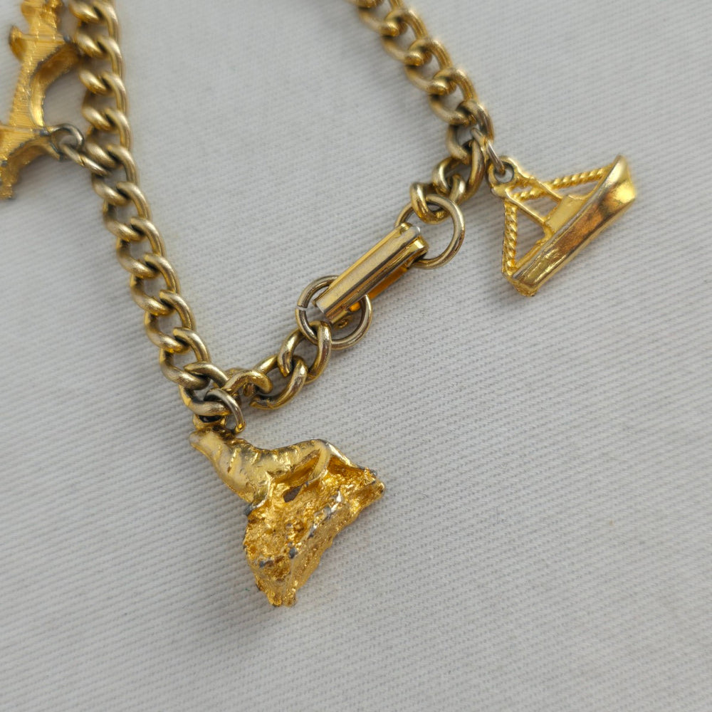 Vintage 1960s San Francisco Travel Souvenir Gold-Tone Charm Bracelet