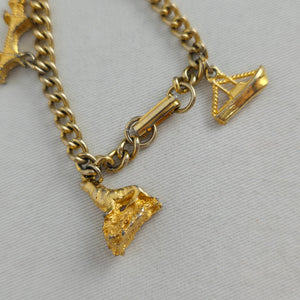 Vintage 1960s San Francisco Travel Souvenir Gold-Tone Charm Bracelet