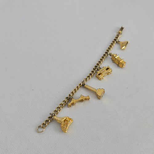 Vintage 1960s San Francisco Travel Souvenir Gold-Tone Charm Bracelet