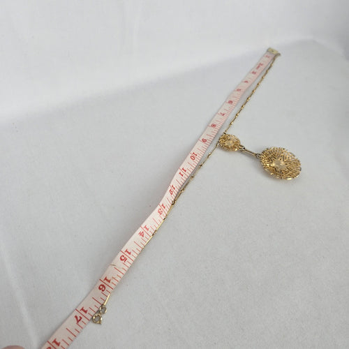 Vintage Gold Tone Art Deco Double Medallion Drop Necklace