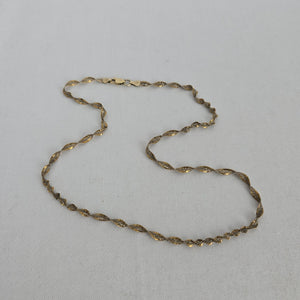 Vintage Sterling Silver & 14K Gold Two-Tone "BB" Clover Woven Chevron Chain Necklace
