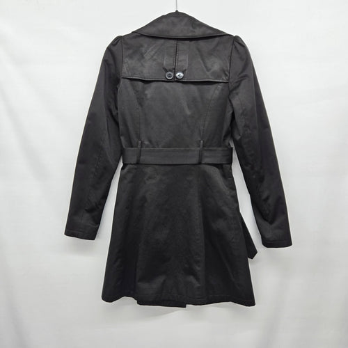 THX Thanx Collection Black Ruffle Trench Coat Belted Jacket - Size S